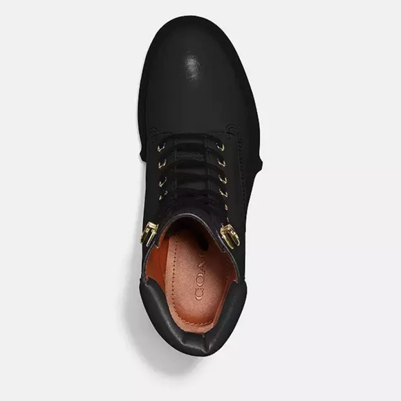 Coach Lorimer Black Leather Bootie Classic Military Combat Boot Size 8 New - Picture 3 of 13